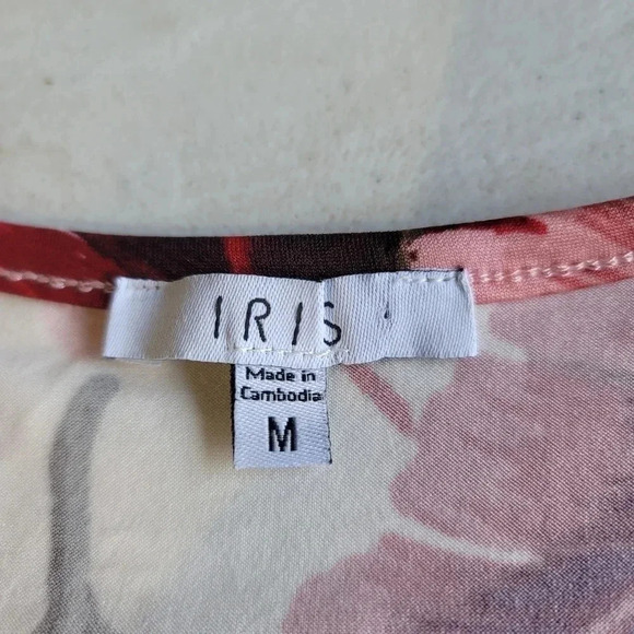 NWT IRIS Feather Print Sleveless MAXI DRESS Two SLITs Jersey Stretch sz M - Picture 14 of 14